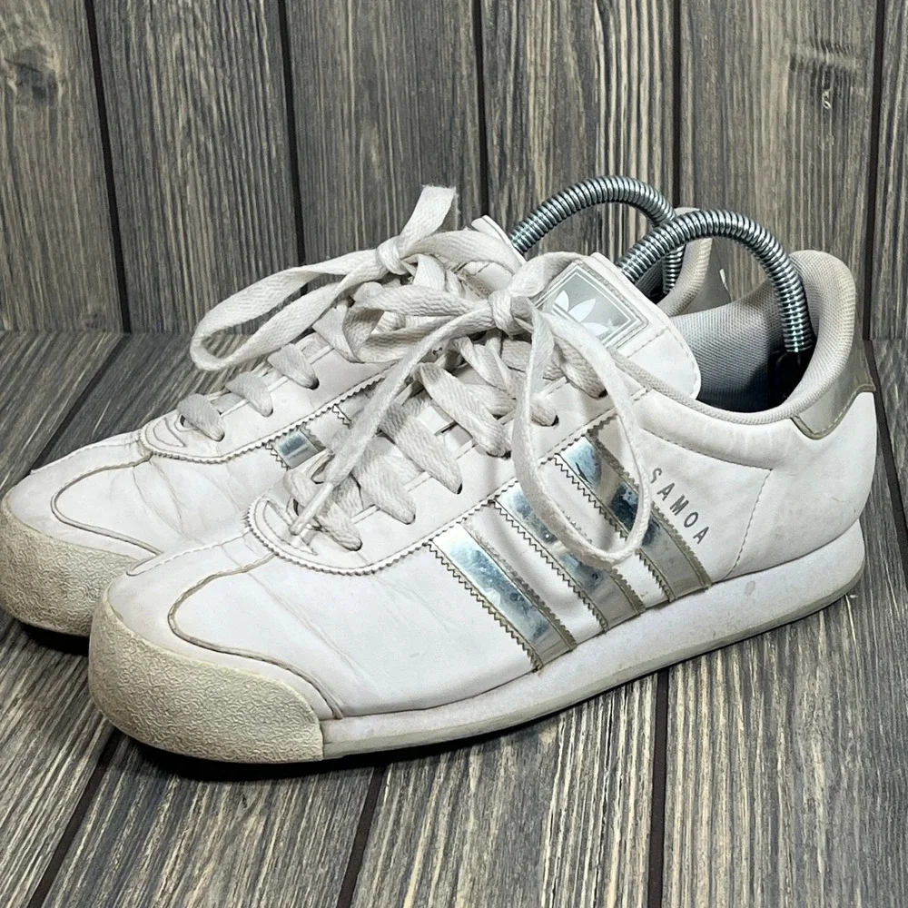 Adidas Samoa Sneakers Women 7.5 White Silver Metallic G59094 Casual Shoes‎